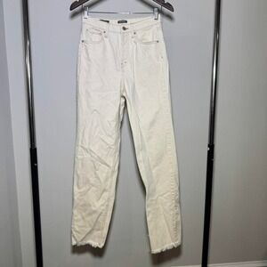 High-Waisted Cream Straight Lig Jeans Size 4 Boho Fairy CottageCore Spring Denim